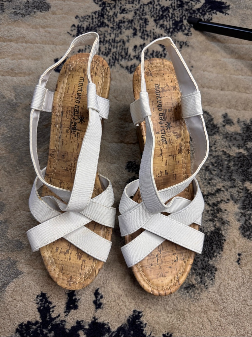 Montego Bay Club White Cork Wedge Slingback Sandals